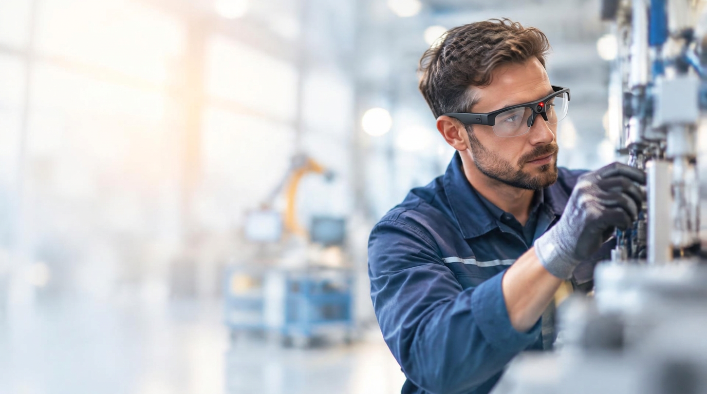 Technician recording work through AI glasses